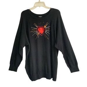 Torrid Every Day soft pullover black heart burst crewneck sweater women’s 3X